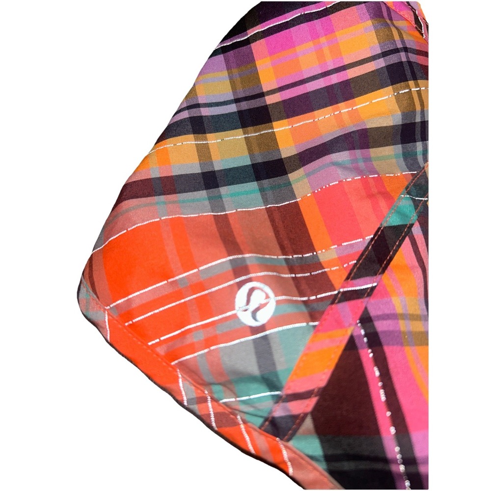 Lululemon Tracker Short II Size 6 Rad Neon Plaid Flare Coral - Picture 3 of 10